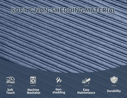 Vista 5 de WSOFRLAC Puf Otomano Reposapiés con Espuma Otomana Pequeña para Sala de Estar Otomanas Puf de Pana 26x18 pulgadas Pufs de Piso Reposapiés para Silla