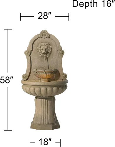 Vista 3 de Royal Savanna Lion - Fuente de suelo italiana grande de 58 pulgadas de alto, decoración italiana para interiores y exteriores, piedra sintética