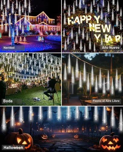 Vista 2 de EAGWELL Luces de lluvia navideñas para exteriores de 12 pulgadas, 10 tubos