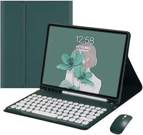Vista 10 de Funda para Galaxy Tab A8 de 10.5 pulgadas modelo 2022 (SM-X200/X205/X207) con combinación de teclado y mouse, teclas circulares imán desmontable
