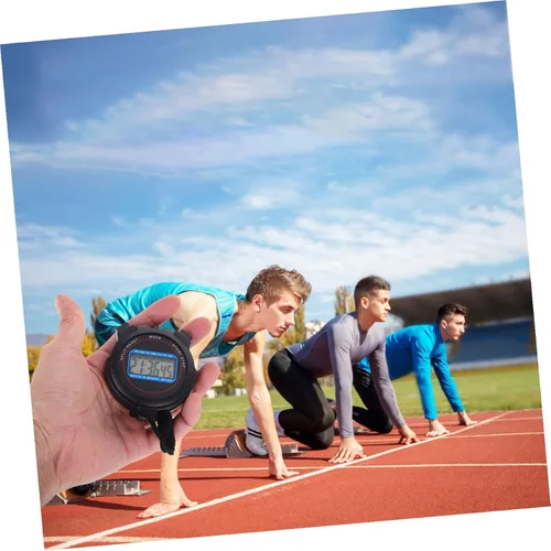 Vista 4 de Cronómetro digital multifunción con alarma de fecha, temporizador de precisión para deportes, natación, entrenamiento, fitness, cronómetro negro