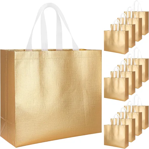 Vista 9 de 12 bolsas de regalo reutilizables, acabado brillante con asa, no tejidas, plegables para damas de honor