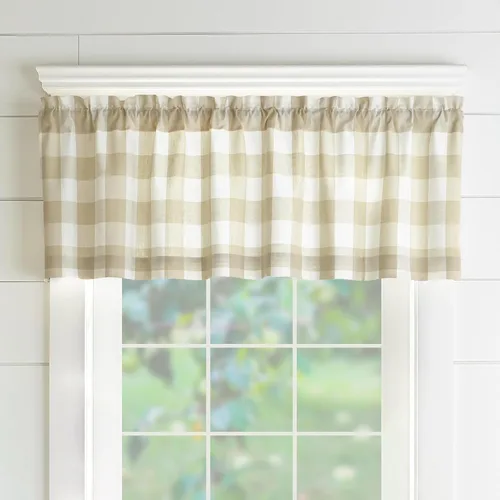 Vista 12 de Elrene Home Fashions Farmhouse Living Buffalo-Check Juego de cortinas de dos niveles para baño o cocina, 30" x 24" (Juego de 2 niveles), Gris/Blanco