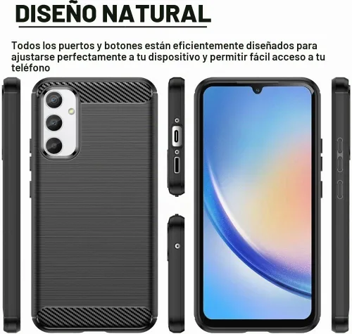 Vista 3 de Compatible con Samsung Galaxy A34 5G Funda TPU Flexible Negro
