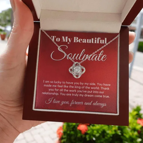 Vista 8 de to My Soulmate Love Knot Necklace - My Lovely Wife, Gifts for Girlfriend, Romantic Gifts for Her from Husband to Wife, Valentine's Day, for Wife WFF
