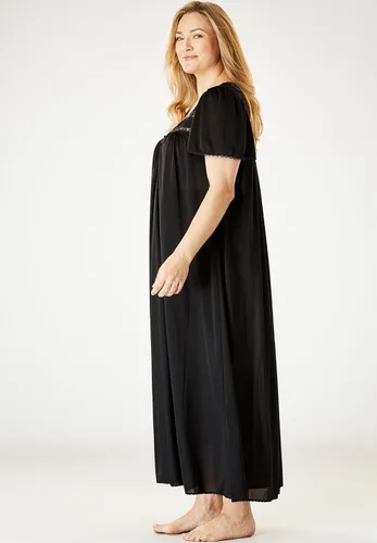 Vista 4 de Only Necessities Pijama largo y sedoso con encaje para mujer, talla grande