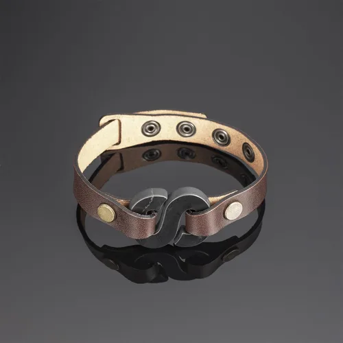 Vista 2 de Pulsera Shungite de cuero natural ajustable - Neutralización 5GWi-Fi - Normalización de frecuencia cardíaca - Piedras rusas genuinas de Shungite