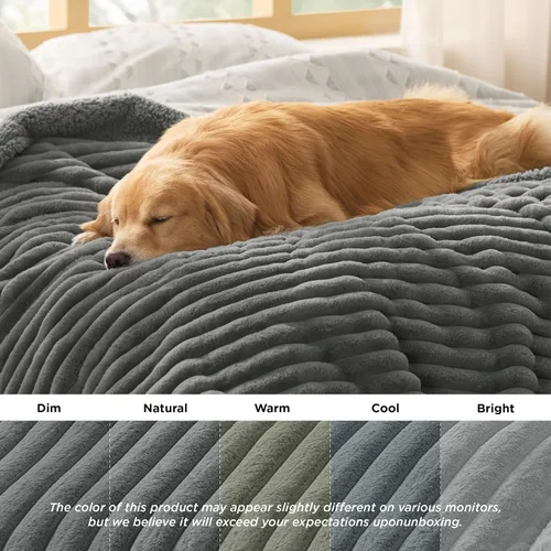 Vista 9 de Bedsure ComfyFleece® Waterproof Blanket for Bed, Twin（60"x80"） Warm Grey Gris cálido