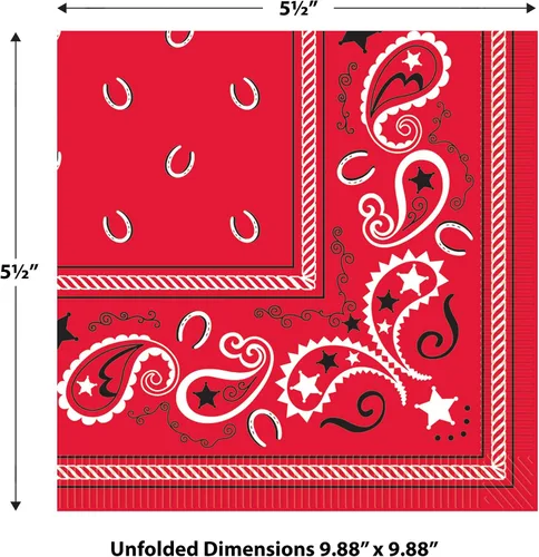 Vista 2 de Cowboy Bandana Beverage Servilletas: Paquete de 16