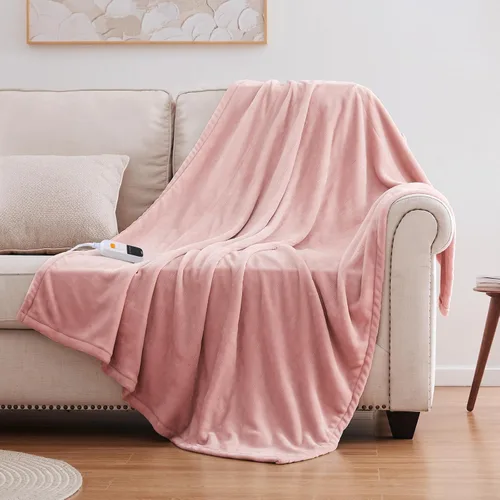 Vista 11 de Sealy - Manta eléctrica térmica tamaño 50"x60", manta eléctrica de franela doble suave con 6 niveles de calor y apagado automático de 2-10 horas