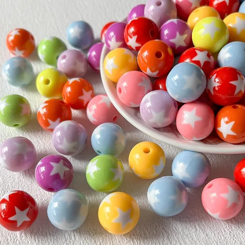 Vista 17 de cuentas de acrílico de 16 mm en color dorado y plateado de 100 unidades, cuentas de chicle para bolígrafo, para hacer pulseras, diademas, collares