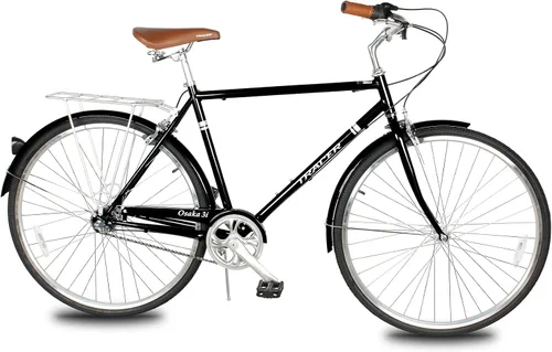Vista 18 de Tracer Osaka - Bicicletas híbridas, marco de acero, Shimano Nexus Inter 3/7 velocidades, agarre marrón asiento marrón, bicicleta de carretera