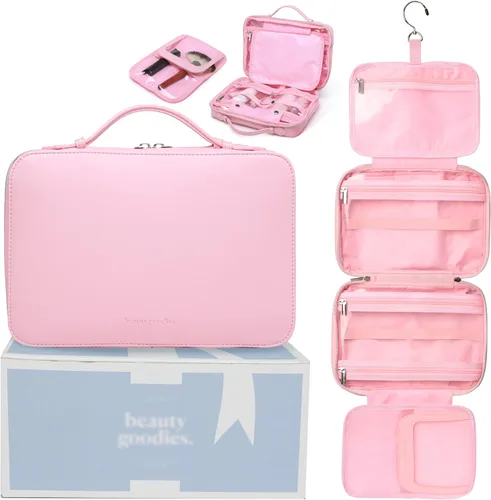 Vista 7 de BEAUTYGOODIES Neceser colgante impermeable aprobado por la TSA para mujer, de viaje/artículos de tocador, color negro, Negro -, L, Bolsas