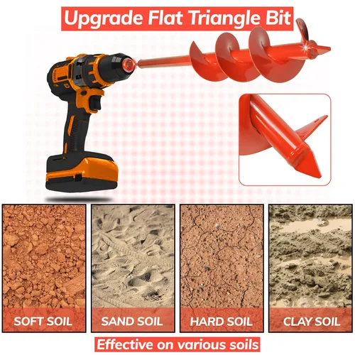 Vista 4 de Broca de taladro mejorada de 4 x 25 pulgadas para plantar, broca de taladro de jardín de longitud extendida para taladro hexagonal de 3/8 pulgadas