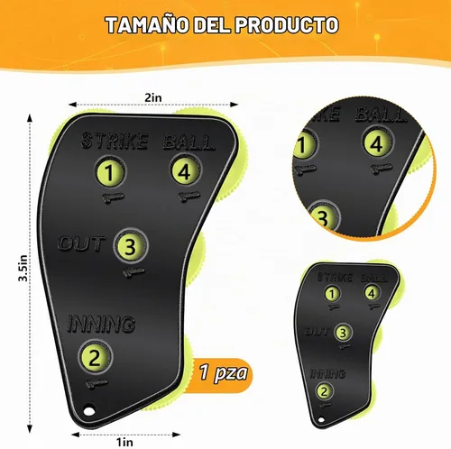 Vista 2 de Lenwen Engranaje indicador de clicker de árbitro de béisbol de 4 ruedas práctico para contador de béisbol para salidas de grabación y entradas