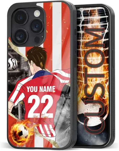 Vista 25 de Fundas personalizadas con nombre y número de fútbol para iPhone 11, 12, 13, 14, 15, 16, 17, 16 Pro Max Plus Mini, Samsung Galaxy Note10 Note20 S8 9