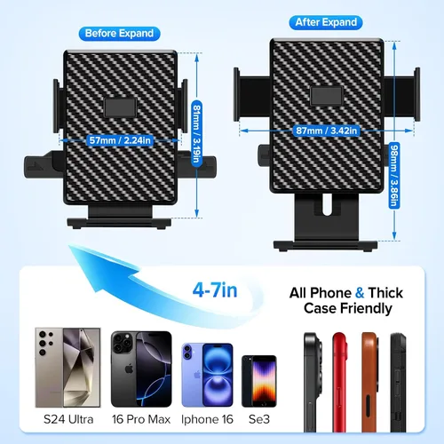 Vista 3 de Soporte de teléfono para tu automóvil, soporte universal ajustable para teléfono celular para todos los teléfonos inteligentes y modelos