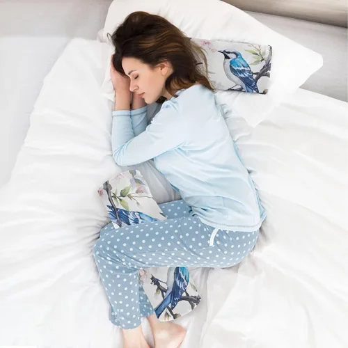 Vista 6 de Blue Birds White Neck Pillow for Sleeping, Cervical Roll Memory Foam Pillows for Neck Pain Relief, Neck Support Round Pillows with Washable Cover