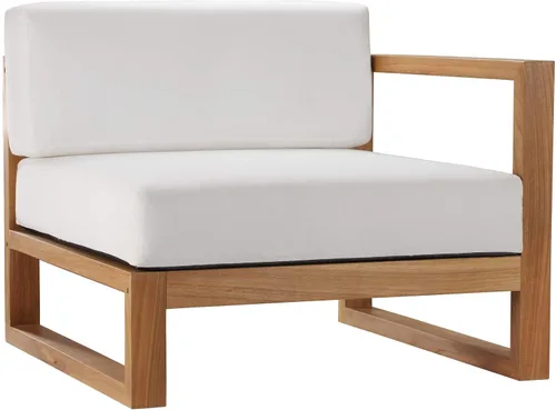 Vista 5 de Modway EEI-4256-NAT-WHI-SET Sofá biplaza seccional de 2 piezas de madera de teca para patio, color blanco natural