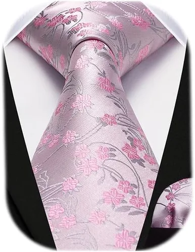 Vista 21 de Corbatas florales tejidas clásicas para hombre, corbata cuadrada de bolsillo, corbatas formales para hombres, boda con pañuelo