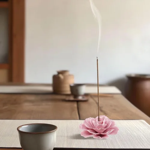 Vista 7 de Bitray Soporte de incienso rosa 3.35 "Dia Burner Holder Cerámica Flor Incienso Sticks Holder para Yoga Studio