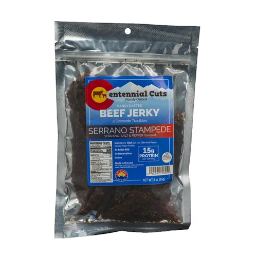 Vista 13 de Centennial Cuts Carne seca – Blazing Saddles Jalapeño – Alto en proteínas, sabor a jalapeño audaz – Snack de 3 oz