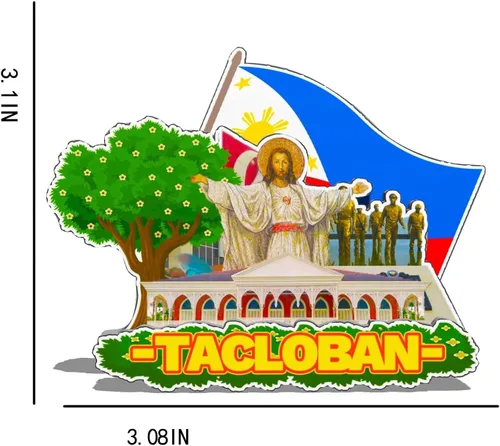 Vista 3 de Imán de Filipinas Tacloban para nevera de madera 3D, monumentos de viaje, coleccionables, recuerdos, decoración hecha a mano -593