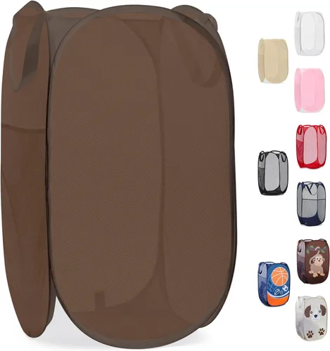 Vista 22 de Handy Laundry - Cesta de lavandería plegable de malla emergente con abertura ancha y bolsillo lateral - Diseño transpirable, resistente, plegable