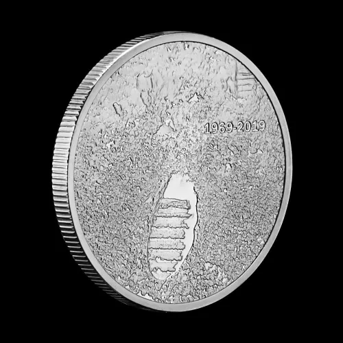 Vista 3 de Challenge Coin Apollo Aniversario Humanos Primer aterrizaje Monedas Conmemorativas Plata plateado