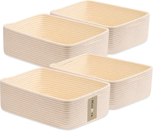 Vista 47 de MiniArk Cestas organizadoras grandes poco profundas de 15 x 11 x 5.1 pulgadas, contenedores de almacenamiento tejidos de cuerda para baño, estantes