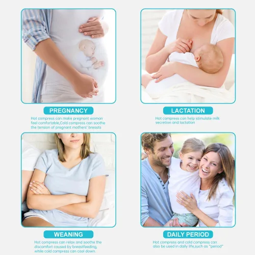 Vista 8 de Paquetes de hielo de gel para pecho caliente/frío, almohadillas de calor para lactancia materna, dolor de lactancia, mastitis, congestión, Azul