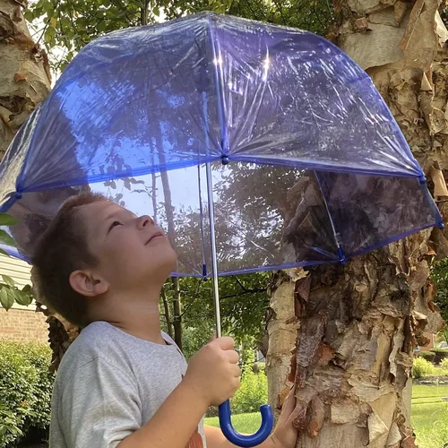 Vista 4 de Totes- Paraguas de burbujas transparente para niños con mango de fácil agarre), 2236-BLU