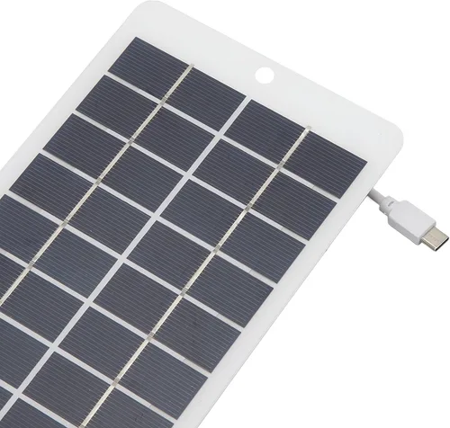 Vista 7 de Panel solar, 10W 5V Panel Solar Tipo C Salida Panel de Carga Solar Portátil para Teléfono de Carga de Monitoreo de Seguridad