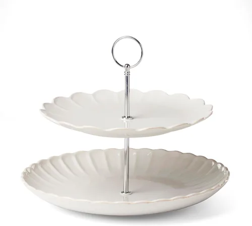 Vista 25 de Lenox Juego de vajilla de gres, vajilla francesa de 12 piezas para 4, color blanco perle festoneado, servicio para 4, apto para lavavajillas, juego