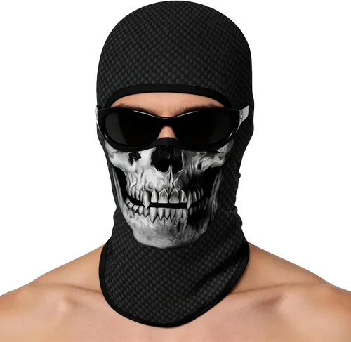 Vista 34 de Pasamontañas 3D, máscara de cara completa, resistente al viento, máscara de esquí con calavera táctica para motocicleta, ciclismo, Halloween