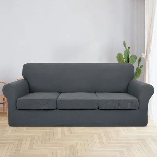 Vista 2 de JIVINER Fundas de Sofá de 4 Piezas para Sofá de 3 Cojines Funda Elástica de Sofá con 3 Fundas de Cojines de Asiento Funda Gruesa Ajustada de Sofá