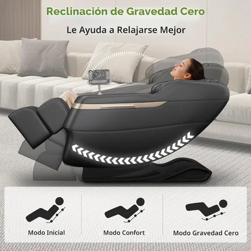 Vista 6 de Real Relax Full Body Shiatsu Massage Chair for Home Relaxation Negro y dorado
