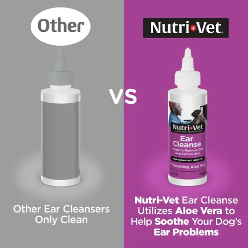 Vista 2 de Nutri-Vet Limpieza de Oídos para Perros, Limpiador Líquido de Oídos con Aloe Calmante y Ácido Salicílico, Elimina y Limpia la Cera, la Suciedad
