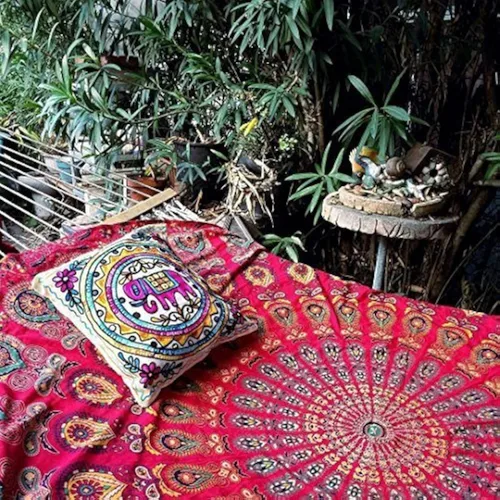 Vista 27 de Popular Handicrafts - Tapiz para colgar en la pared con diseño hippie de mandala bohemia, psicodélico, indio de pavo real, para meditación, gitano
