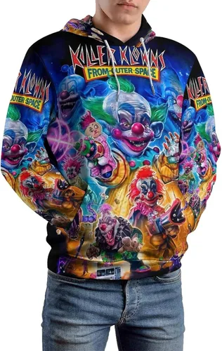 Vista 3 de Killer Klowns from Outer Space - Sudadera unisex con capucha 3D para adolescentes, sudadera casual con bolsillos