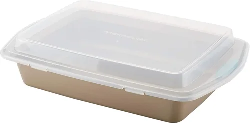 Vista 15 de Rachael Ray Yum-o! - Molde rectangular antiadherente para hornear Bandeja para hornear antiadherente de fácil liberación, 9 x 13 pulgadas, gris