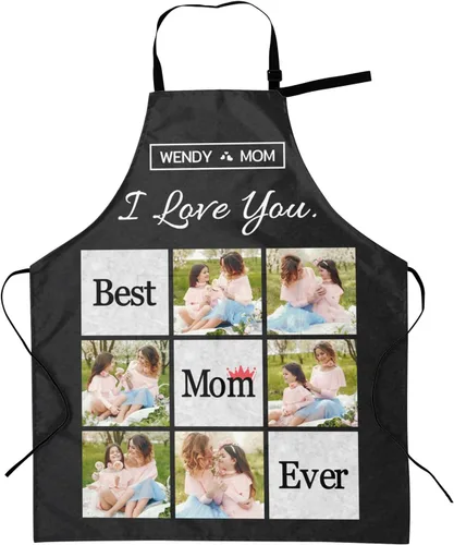 Vista 33 de Delantales personalizados con dos bolsillos para mujeres y hombres, delantales personalizados impresos con texto fotográfico para cocinero de cocina