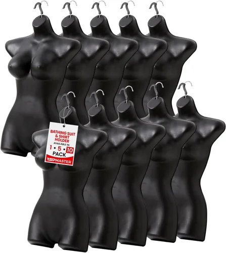Vista 8 de Topmaster Soporte para traje de baño femenino, torso de maniquí femenino duradero, ligero y portátil, soporte para camisa de medio cuerpo con gancho