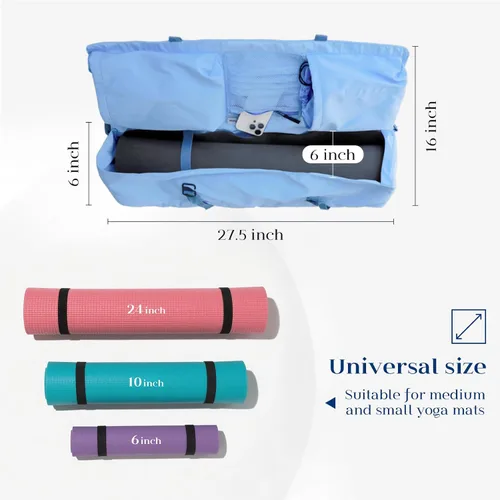 Vista 9 de Bolsa para esterilla de yoga Tumaz Correa de hombro ajustable y acolchada Se adapta a esterillas de hasta 26" Almacenamiento multibolsillo