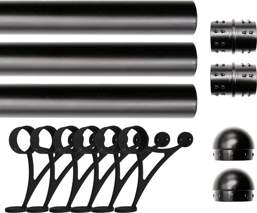 Vista 10 de Kit de riel de barra de acero inoxidable de 2 pies, juego de tubos de acero inoxidable 304 de 2 pulgadas con 2 soportes combinados, 2 tapas finales