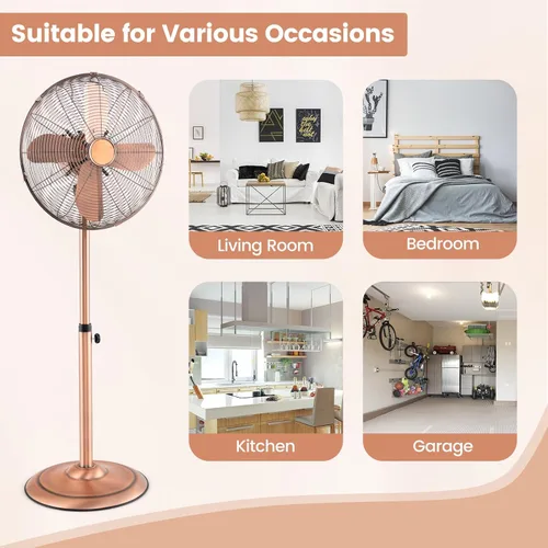 Vista 8 de ARLIME Ventilador de pedestal, ventilador oscilante de 16 pulgadas con 3 velocidades y altura ajustable, oscilación de 75° e inclinación de 21°