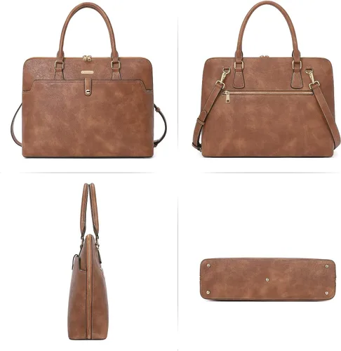 Vista 6 de CLUCI Maletín de cuero para mujer 15.6 pulgadas portátil de negocios vintage delgado bolso de hombro de las señoras