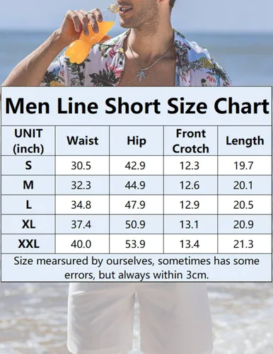 Vista 6 de COOFANDY Mens Linen Short Elastic Waist Drawstring Casual Summer Beach Shorts