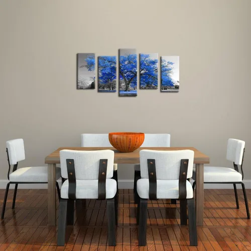 Vista 2 de Kreative Arts cuadro de lienzo con pintura de árbol azul
