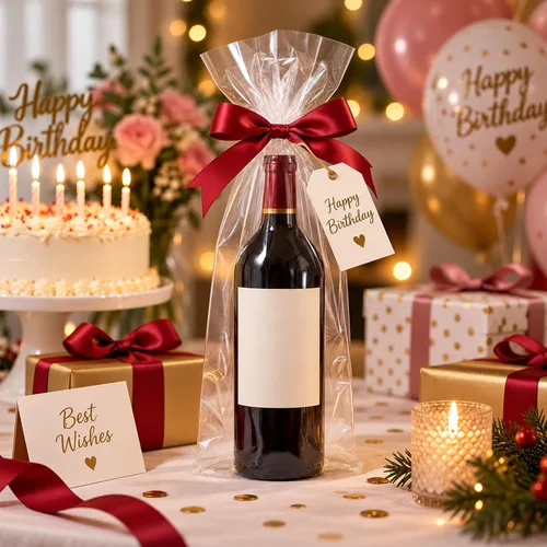 Vista 5 de Morepack Bolsas de Celofán de 8 x 16 Pulgadas, 50 Piezas Bolsas de Regalo de Celofán Transparente para Botellas de Vino